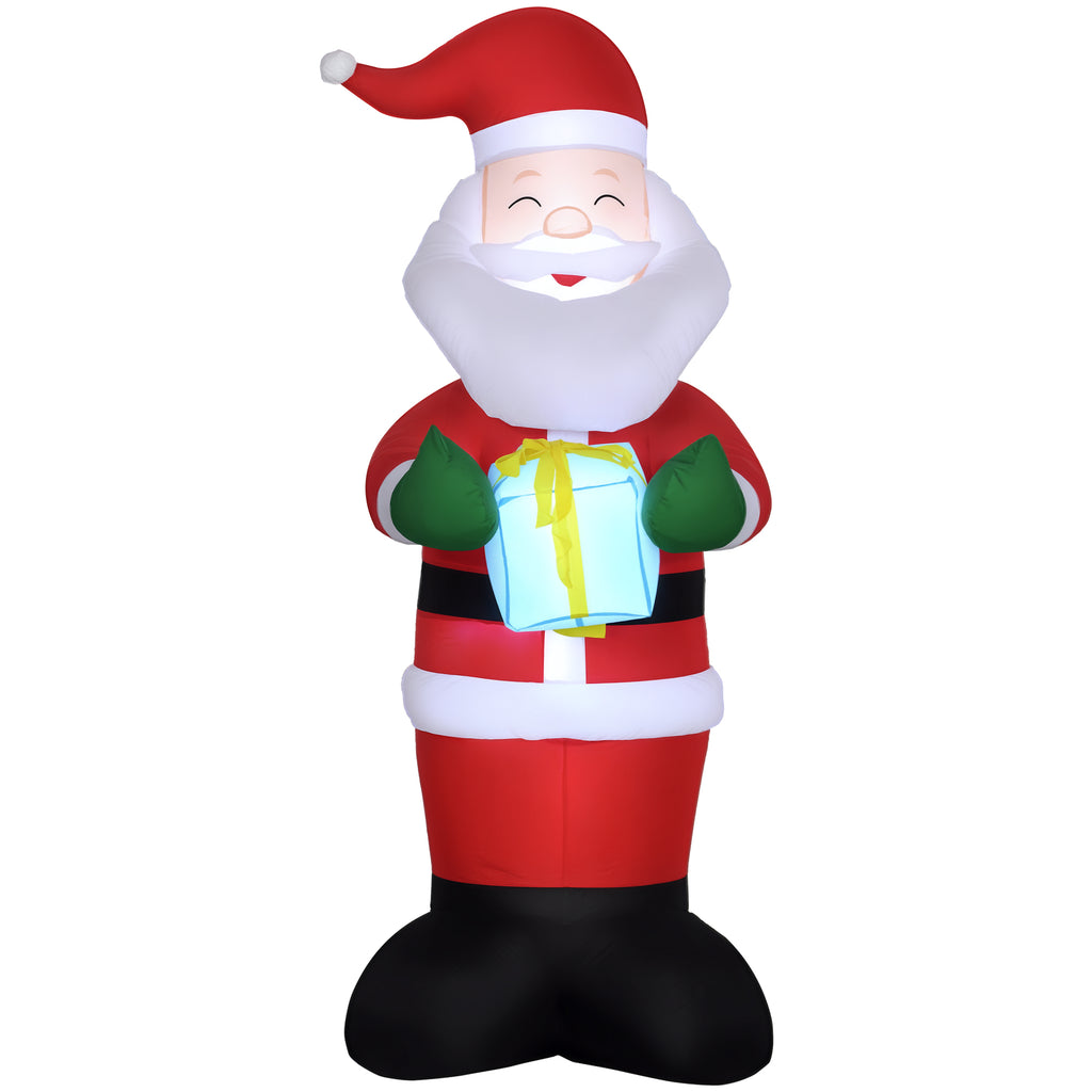 Inflatable Santa Claus with Gift, 3 LED Lights and Inflator Included, 77x68x184cm