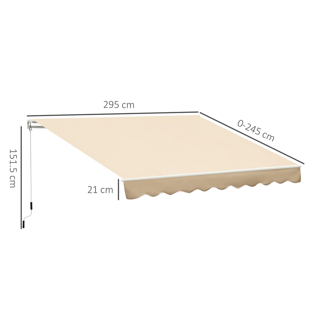 Outsunny 3x2.5m Aluminum and Polyester Cranked Drop-Top Awning, Beige