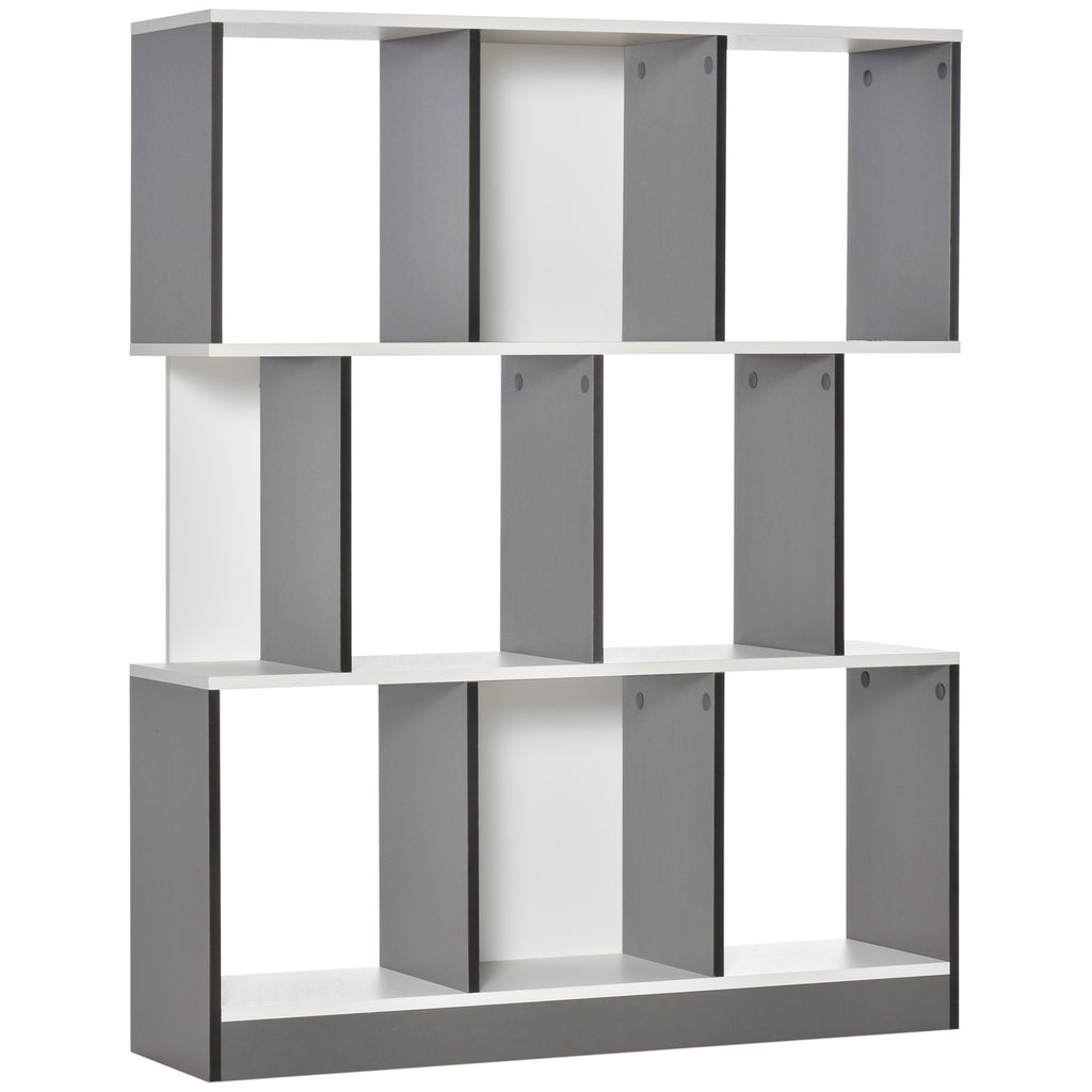 8-Tier Bookcase for Living Room and Bedroom, Wooden, 100x24x124 cm, Charcoal Grey