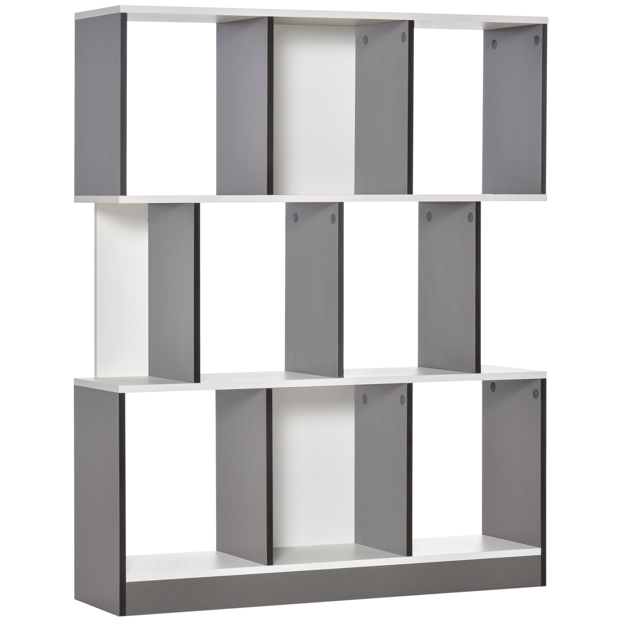 8-Tier Bookcase for Living Room and Bedroom, Wooden, 100x24x124 cm, Charcoal Grey