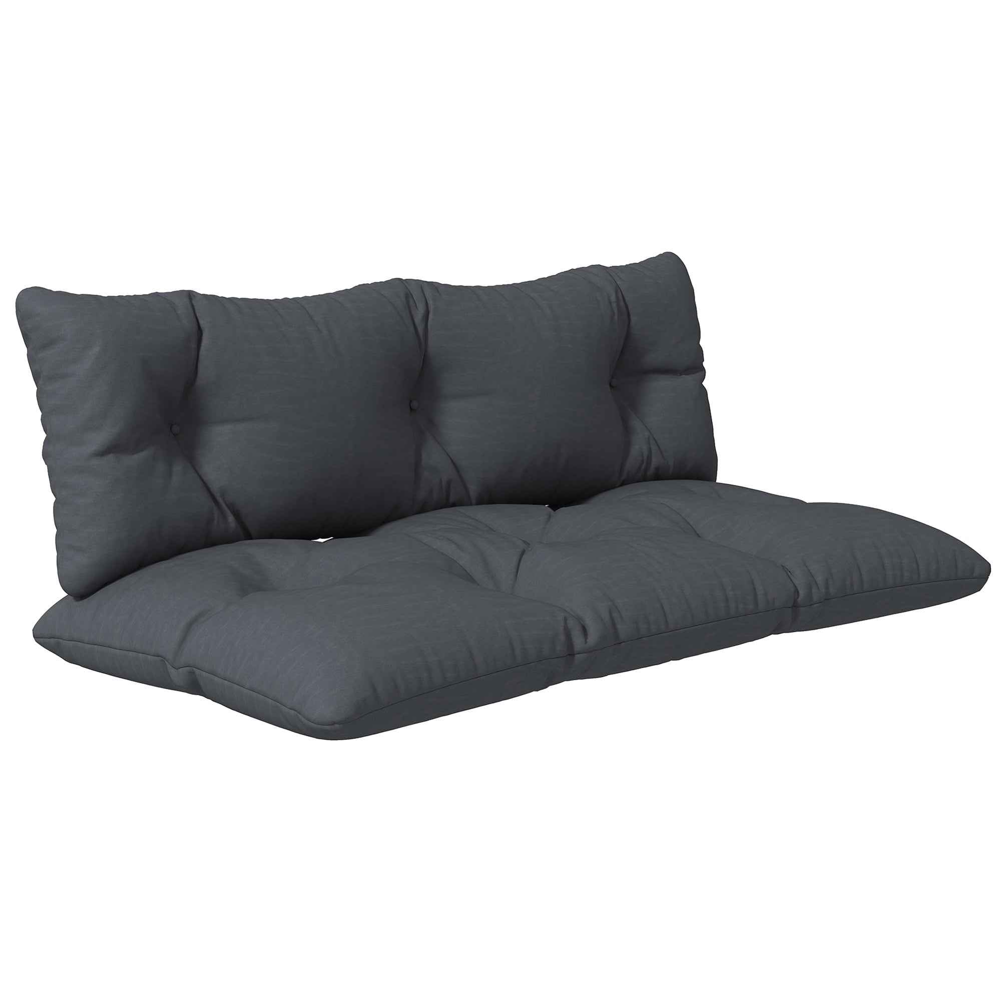 Outsunny 2-Piece Garden Cushion Set for Sofas and Pallets in Polyester with Thick Filling, Charcoal Grey