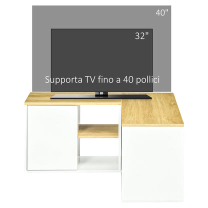 Homcom Mobile TV A L for 40 "TV with 3 open shelves and 2 lockers, in chipboard, 90x90x45 cm - Borgè