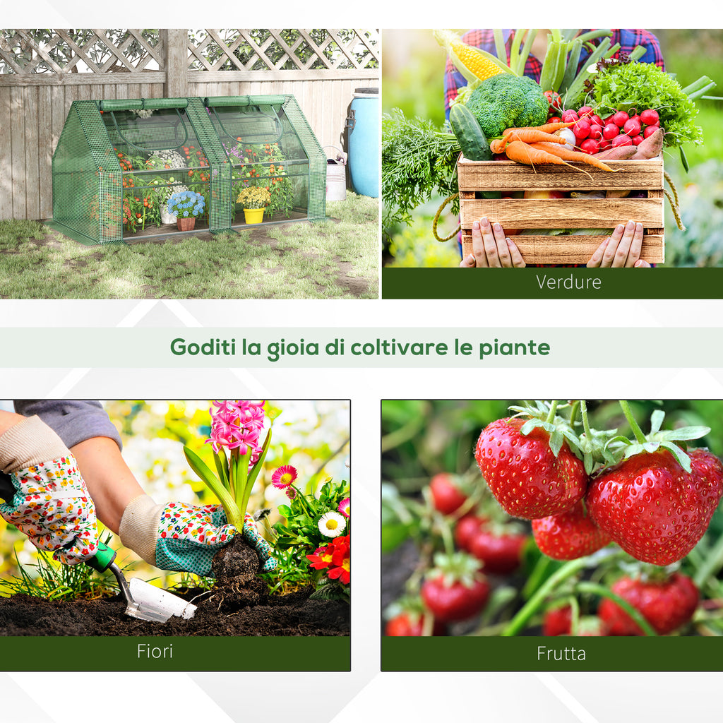 Outsunny Greenhouse for Vegetables and Vegetables with 2 PE and PVC Covers, Steel Structure - Green 180x90x90cm