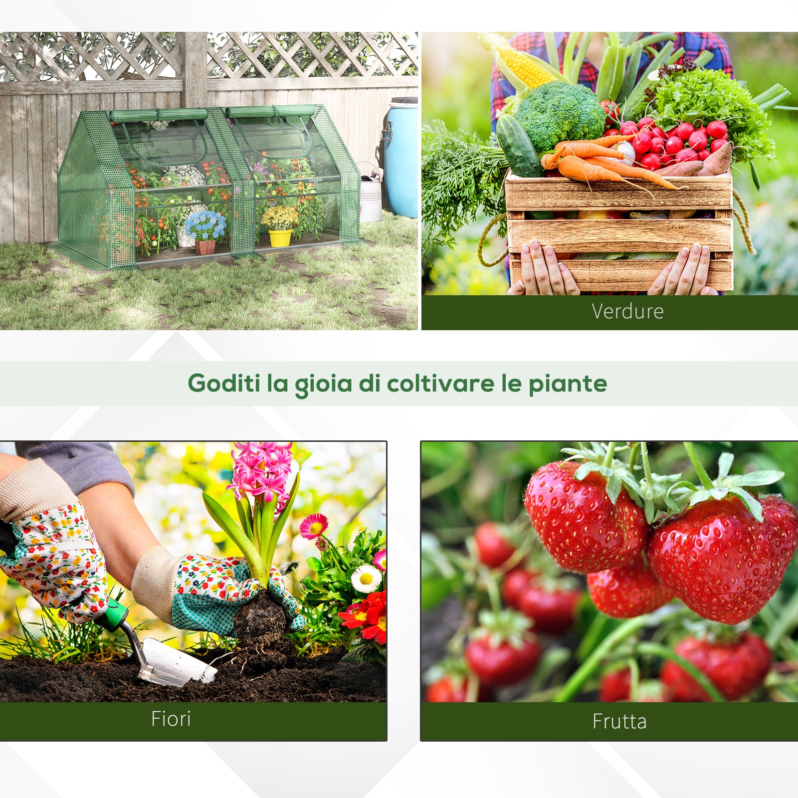 Outsunny Greenhouse for Vegetables and Vegetables with 2 PE and PVC Covers, Steel Structure - Green 180x90x90cm