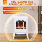 Electric Floor Fireplace, 1000W/2000W Power, Adjustable Flame Effect, 39x23x56.5cm, White
