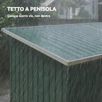 Outsunny Steel Garden Shed 272 x 134 cm with Double Sliding Doors and 2 Vents, Green