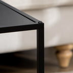 Set of 2 Square Stackable Coffee Tables for Living Room, Steel, Black