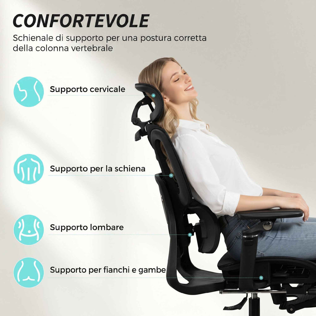 HOMCOM Ergonomic Mesh Office Chair with Armrests, Headrest, Adjustable Backrest, Rocking Function, Black