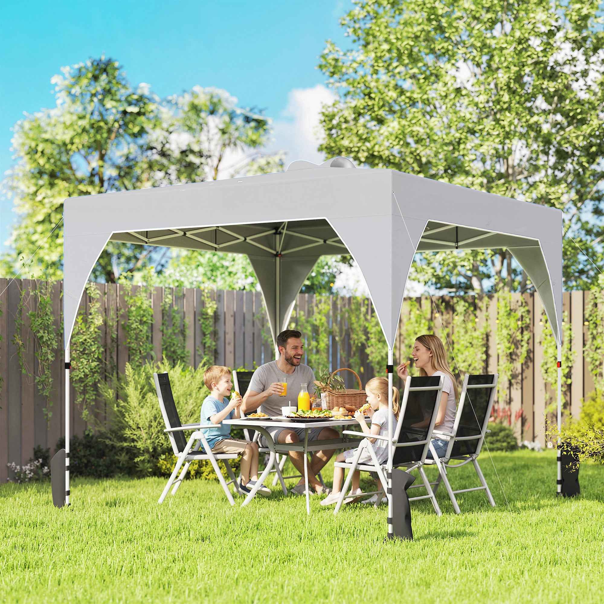 Outsunny 3x3m Folding Gazebo with Vents, Sandbags and Carry Bag, Oxford Fabric and Metal, Dark Grey