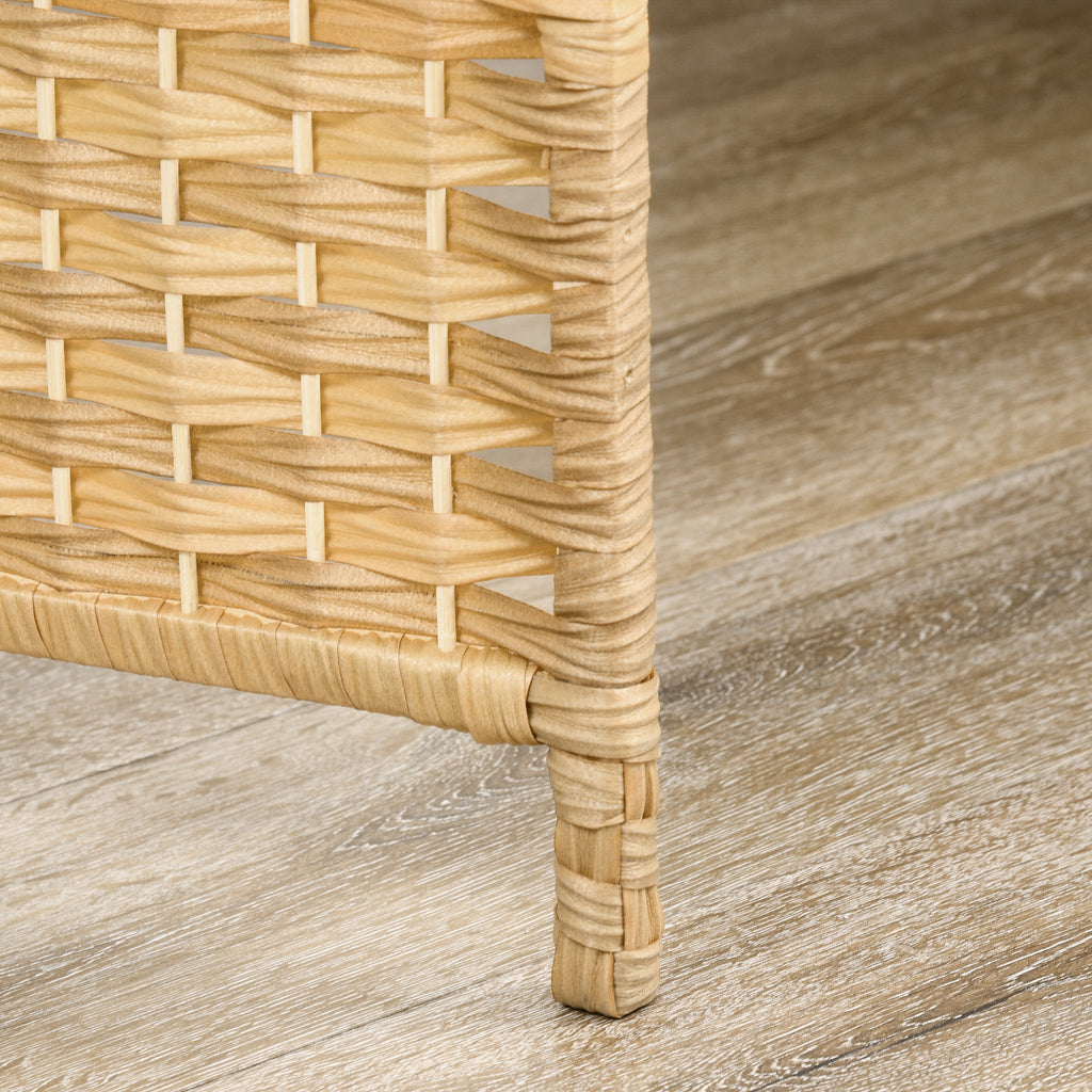 3-Panel Folding Screen for Indoors Freestanding and Woven, 135x180 cm, Wood color
