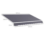 Replacement Cover for Retractable Arm Awning in Anti-UV Polyester 3.6x2.5 m, Gray