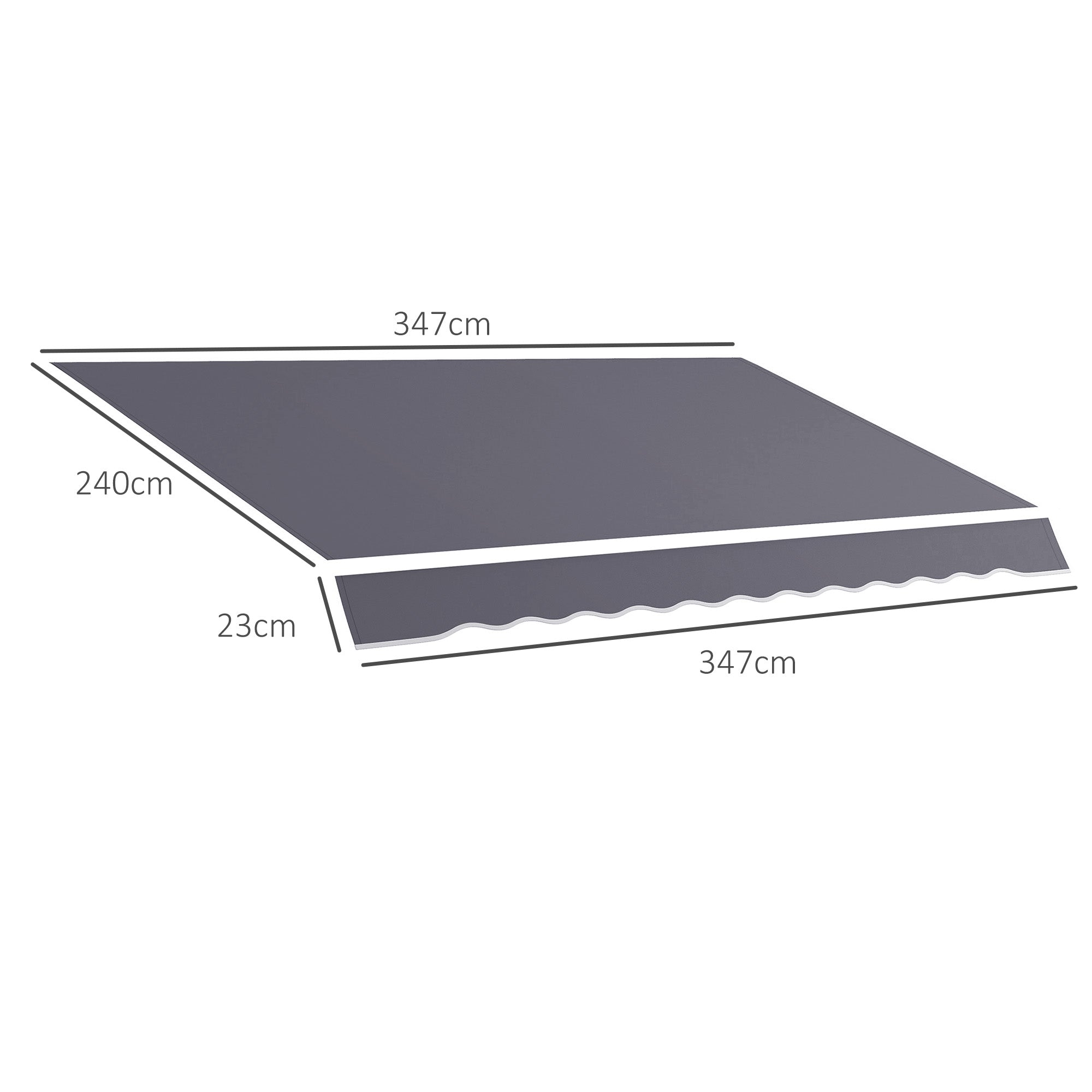 Replacement Cover for Retractable Arm Awning in Anti-UV Polyester 3.6x2.5 m, Gray