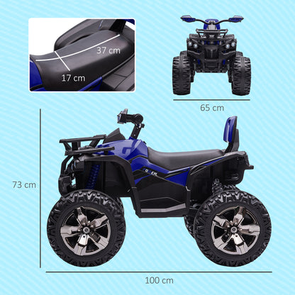 Electric Quad for Children 3-5 Years at 12V with Headlights and Pedal, in PP and Metal 100x65x73 cm, Blue