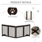 PAWHUT Dog gate small folding size, pine wood, 204x30x61 cm, brown - Borgè