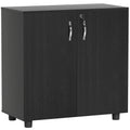 Mobile Office Multipurpose Document Holder with Lock, 2 Doors and Internal Shelf, 80x40x80 cm, Black