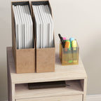 Office Drawer Cabinet Document Holder with Open Shelf and 2 Drawers, in Wood and Metal, 40x35x60 cm, Oak