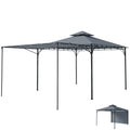 Outsunny Garden Gazebo with Extendable Roof and Drainage Holes, Metal and Polyester, 3.2x3.2 m, Dark Grey