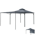 Outsunny Garden Gazebo with Extendable Roof and Drainage Holes, Metal and Polyester, 3.2x3.2 m, Dark Grey
