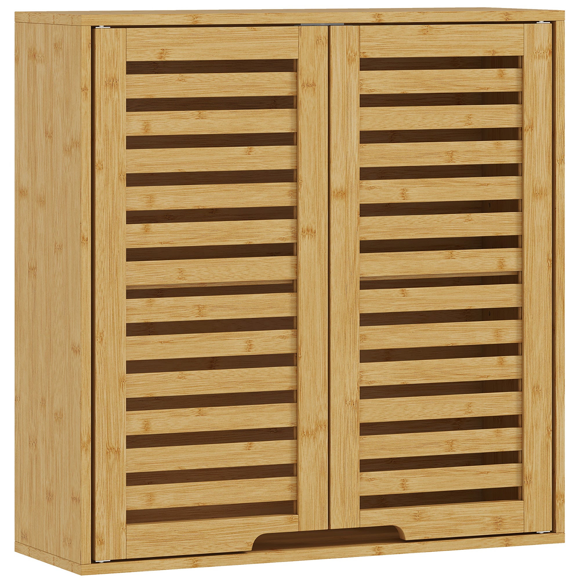 Bathroom Cabinet with Adjustable Internal Shelf and Shutter Doors, Bamboo, 60x20x60 cm, Wood Color