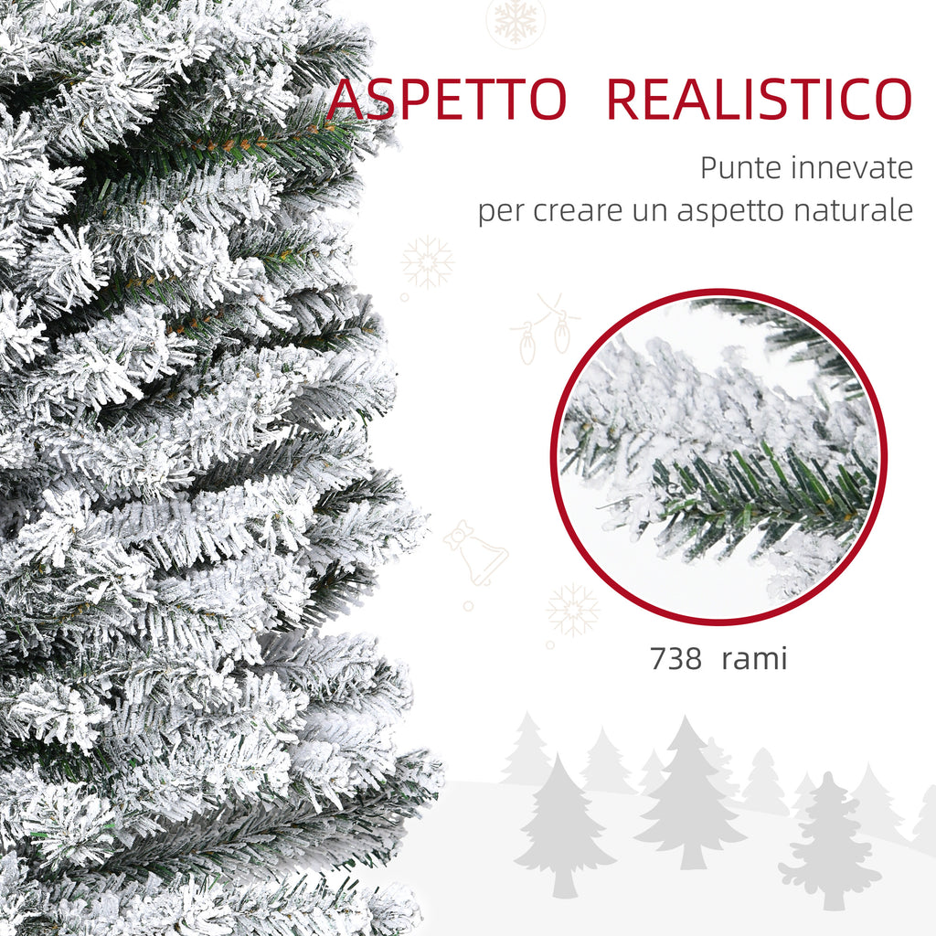 Green PP Snow-Covered Christmas Tree with 492 Fireproof Branches and Stainless Steel Base, Ø60x180 cm 4 (1)