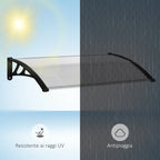 Outdoor Canopy for Windows and Doors, in Polycarbonate and Aluminum, 110x60x18cm - Transparent - Borge' Group Limited
