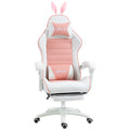 Ergonomic Gaming Chair with Ears, Removable Footrest, Lumbar Cushion and Headrest, Pink