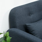 2-Seater Sofa with Fabric Upholstery and 2 Cushions, 135x74x82cm, Dark Blue