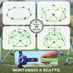 Children's Climbing Game Dome with Beveled Edges, in PP, 182.5x182.5x119 cm, Green and Purple