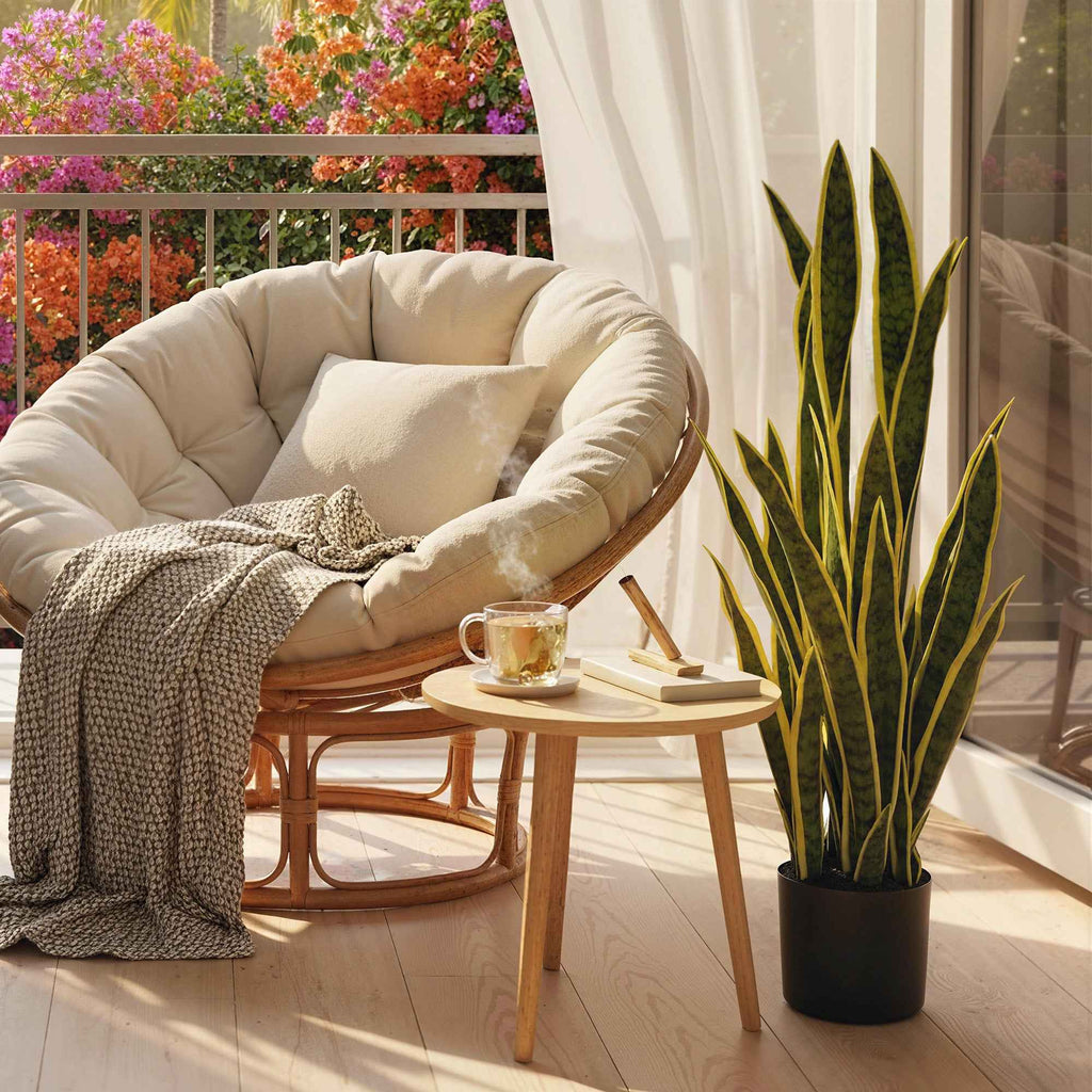 Outsunny Artificial Sanseveria in a Pot for Indoor and Outdoor Use with 21 Mouldable Leaves, Ø20x90 cm