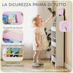 Children's Bookcase with 3 Shelves in the Shape of a Teddy Bear with Front Barriers, 55x15x110 cm, Pink