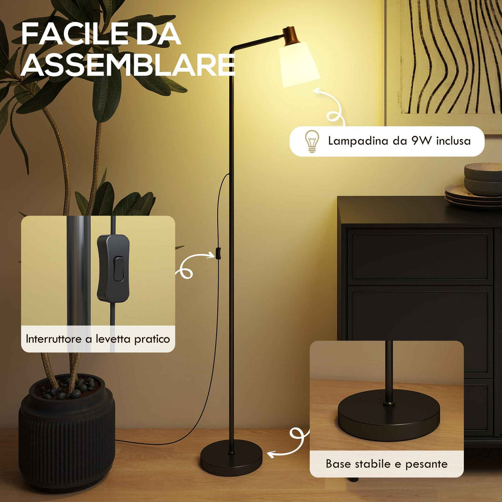 HOMCOM LED Floor Lamp with 350° Swivel Head, 3000K/4000K/6500K Color Temperature Adjustment, Black