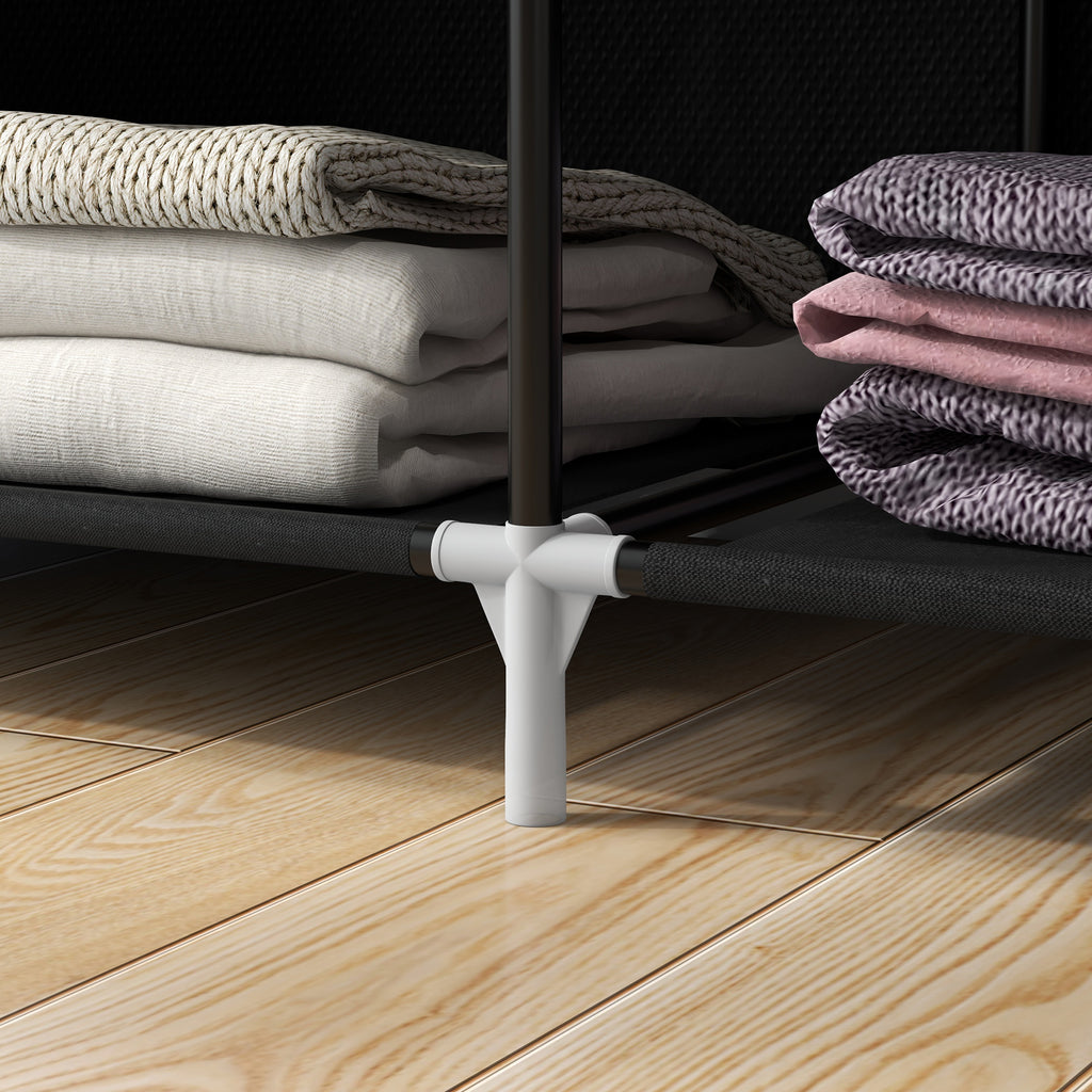 Portable Fabric Wardrobe with 6 Open Shelves and a Hanger, 103x43x162.5 cm, Black