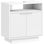 Under Sink Bathroom Cabinet with Adjustable Internal Shelf and Open Shelf, Wooden, 60x33x63 cm, White