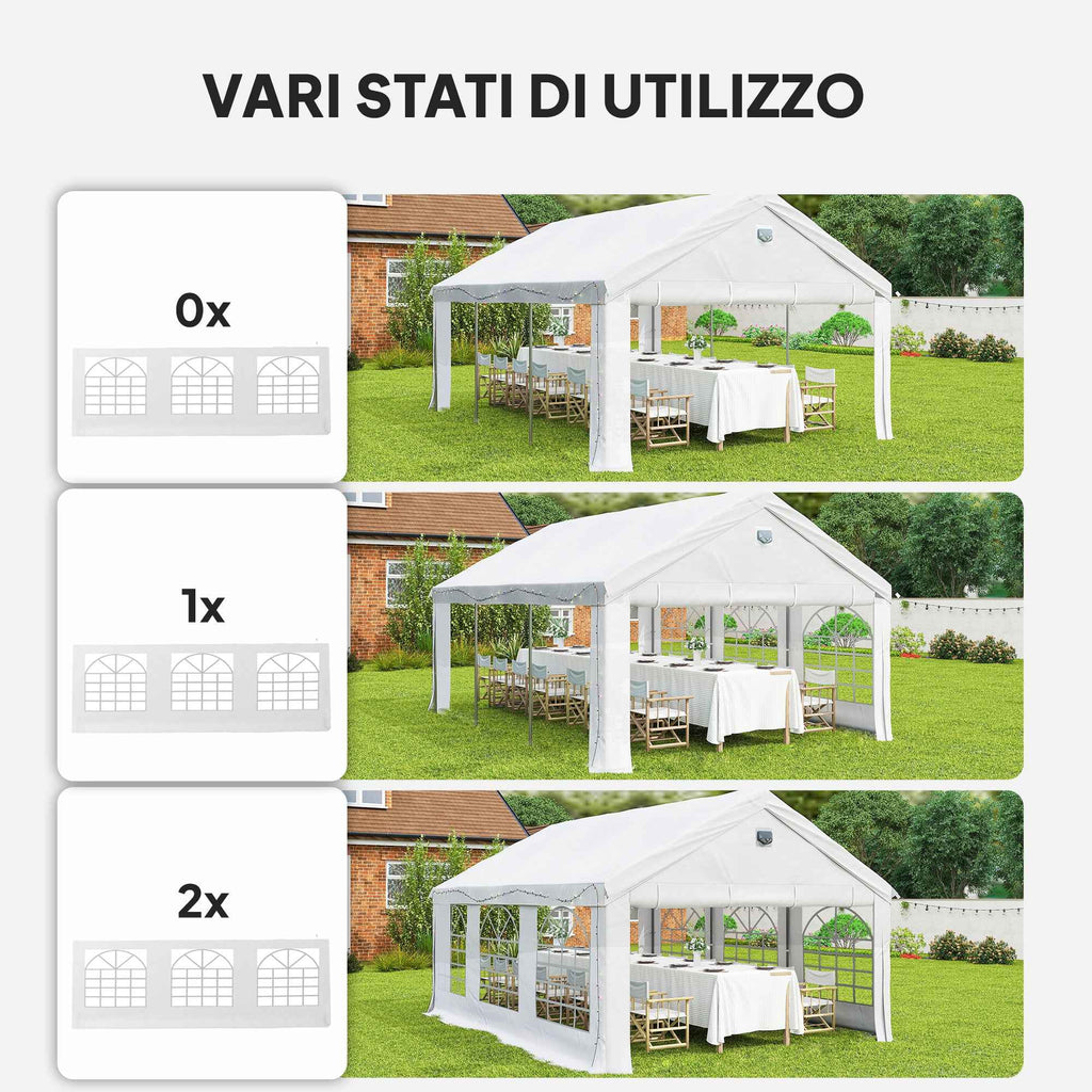 Outsunny 4x6m Party Tent with Windows and 4 Removable Side Walls, Steel and PE, White