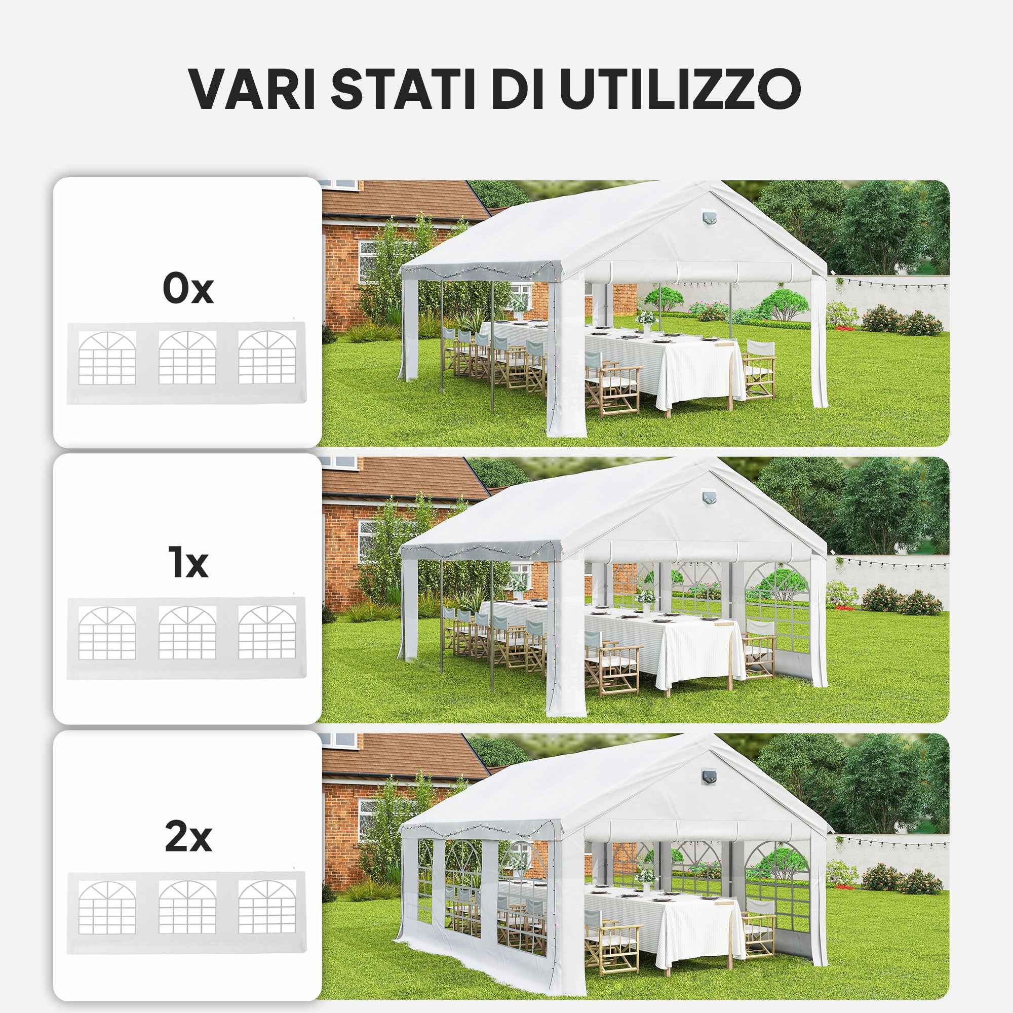 Outsunny 4x6m Party Tent with Windows and 4 Removable Side Walls, Steel and PE, White
