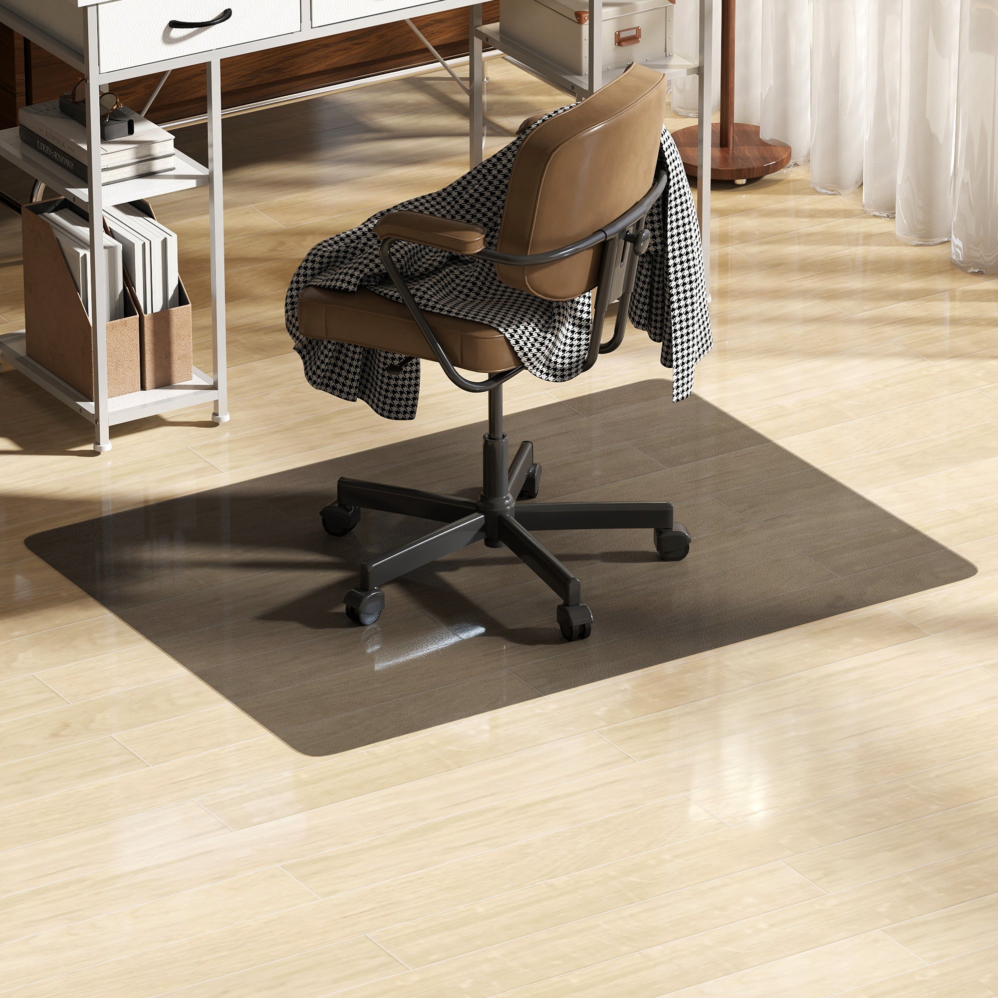 120x90cm Transparent Black Plastic Floor Protector for Office Chairs