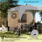 Outsunny 3x3m Folding Gazebo with Vents, Sandbags and Carry Bag, Oxford Fabric and Metal, Dark Grey