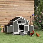 PawHut Outdoor Wooden Chicken Coop with 2 Brooding Nests, Removable Tray and Asphalt Roof, Grey