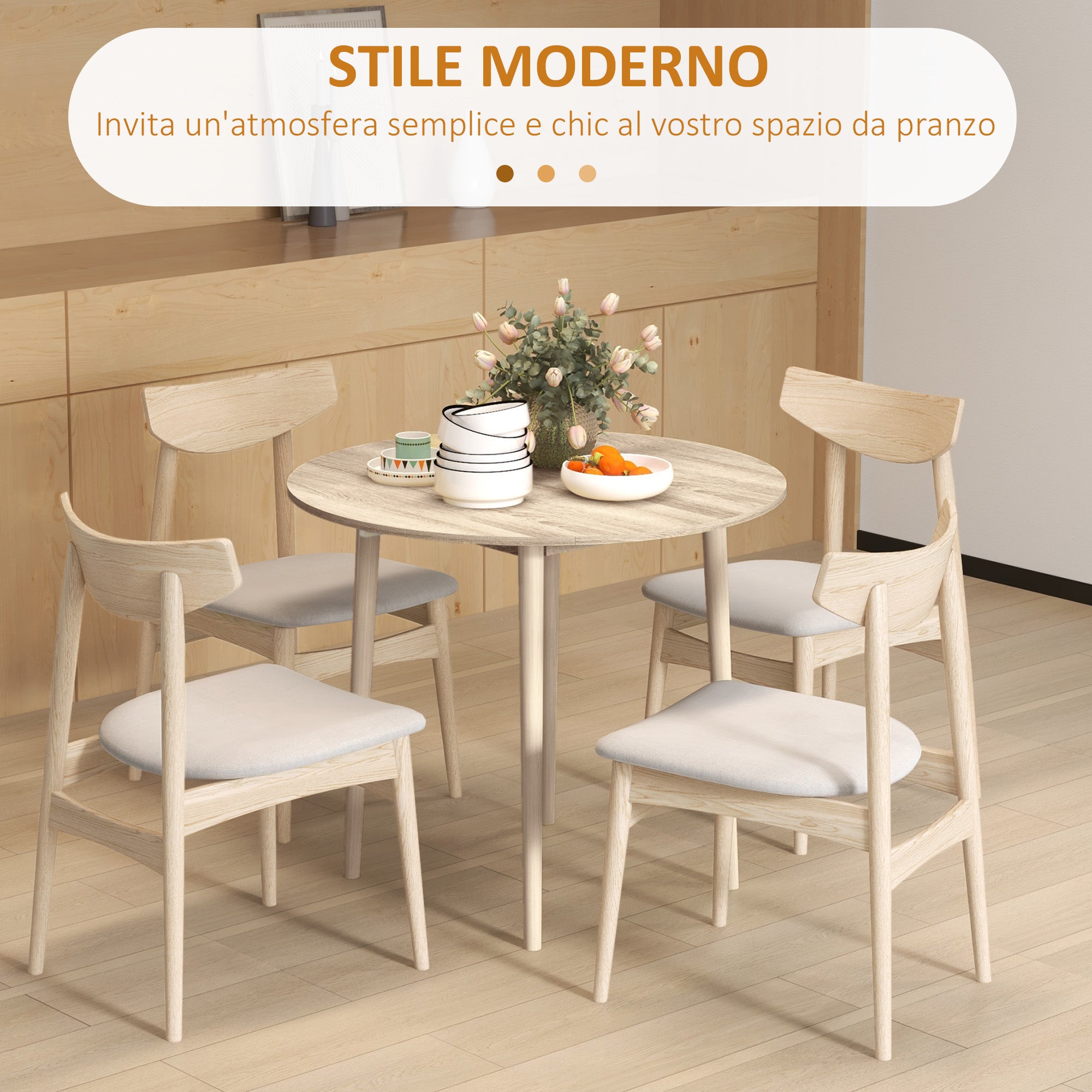 HOMCOM Modern Folding Table for Kitchen and Living Room, in Chipboard, Ø89x73.5 cm - Borgè