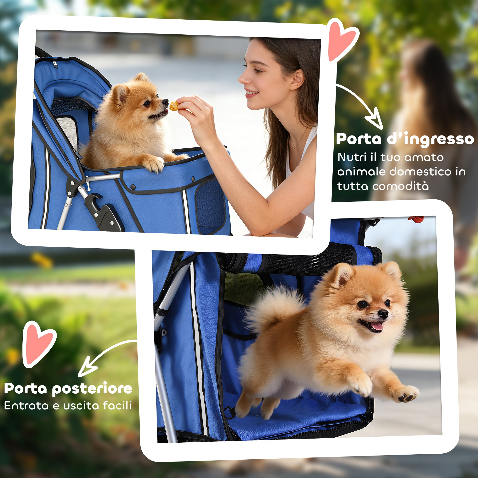 PawHut Folding Dog Stroller with Cup Holder and Basket, 77x44x102 cm, Blue