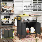 Outsunny Stainless Steel Barbecue Cart with Cabinet, Open Shelf and Side Table, 116x50x93 cm, Black