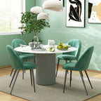 HOMCOM Set of 4 Modern Padded Chairs with Curved Back, in Velvet Effect Fabric and Steel, 50x52x83 cm, Green - Borgè