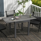 Extendable Garden Table for 4-6 People with Slatted Top, Aluminum, 81/162x80x75 cm, Grey
