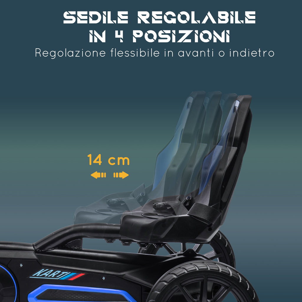 Pedal Go Kart for Kids Ages 3-8 with Adjustable Seat and EVA Wheels, 100x58x58.5 cm, Blue