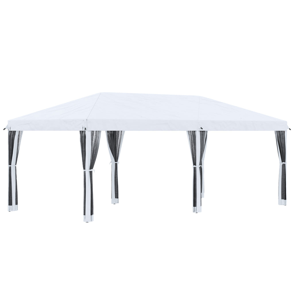 Outsunny 6x3m Folding Garden Gazebo with Mosquito Net and Carry Bag, Cream