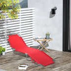Outsunny Folding Sun Lounger with 5-Level Reclining Backrest, 187x55x24cm, Red