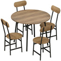 HOMCOM 5-piece dining set: table and 4 chairs, metal legs, natural finish.