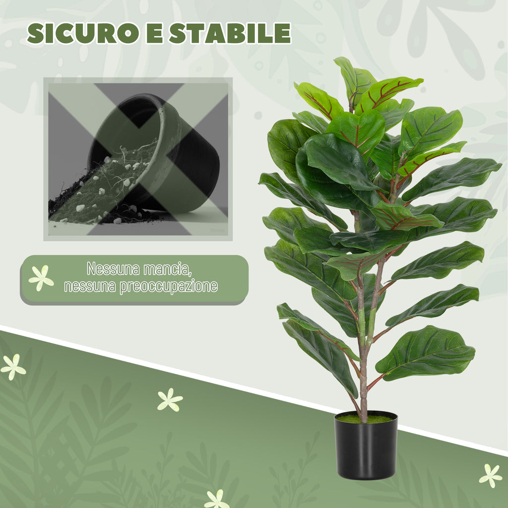 80cm Tall Indoor Artificial Ficus Lyrata Plant with Pot, Home and Office Decoration, Green