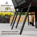 Outsunny Set of 4 Stackable Garden Chairs with High Backrest and Armrests, in PP and Steel, 56x66x91 cm, Black