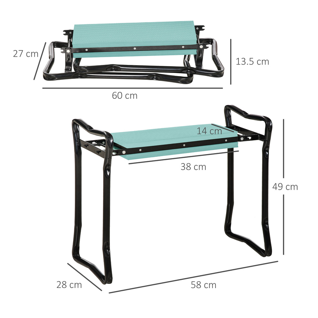 Folding Kneeling Chair with Padded Cushion, in EVA and Steel, 58x28x49 cm, Green and Black
